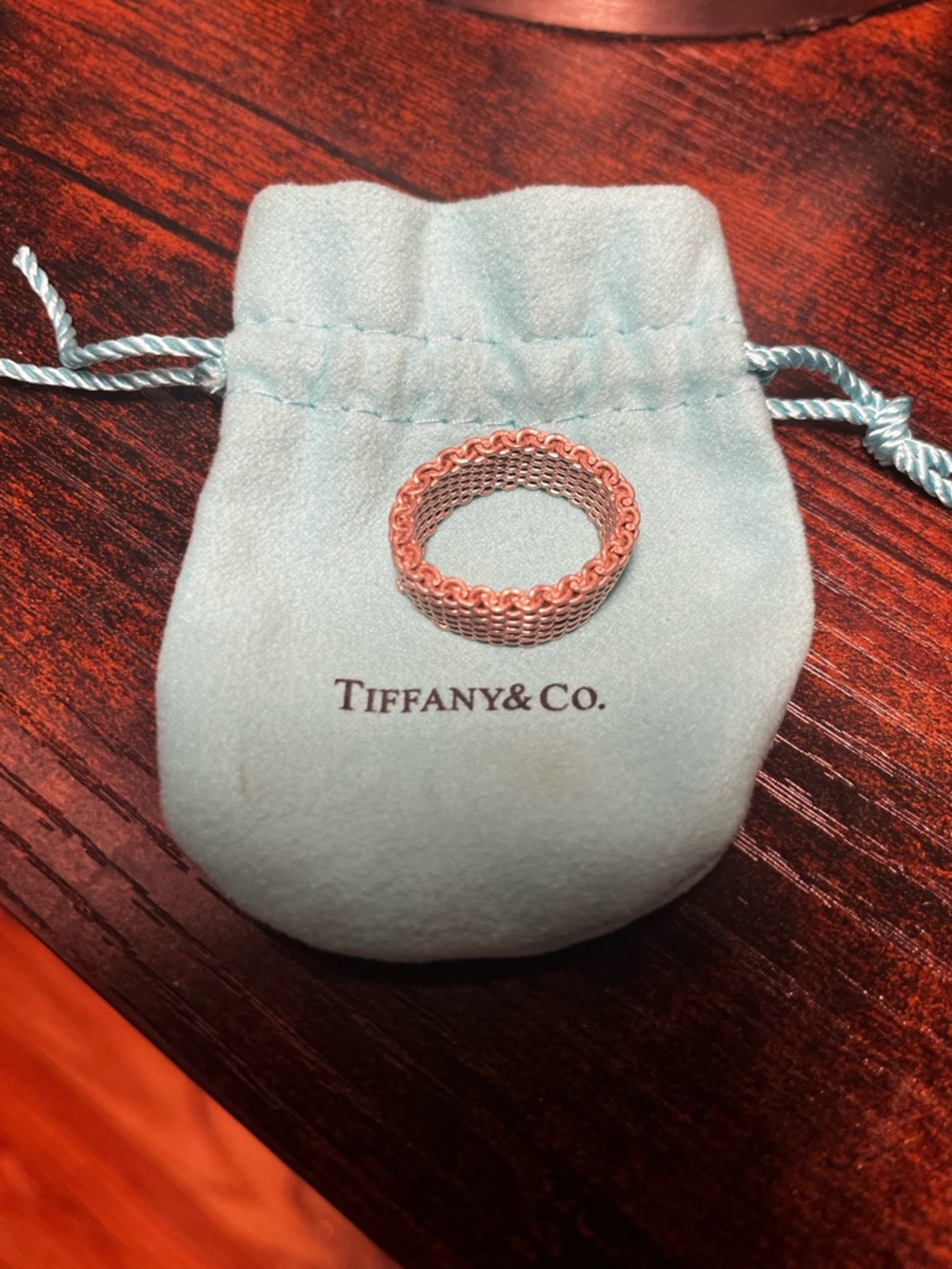 Tiffany & Co. Silver Somerset Mesh Band Ring Size 8